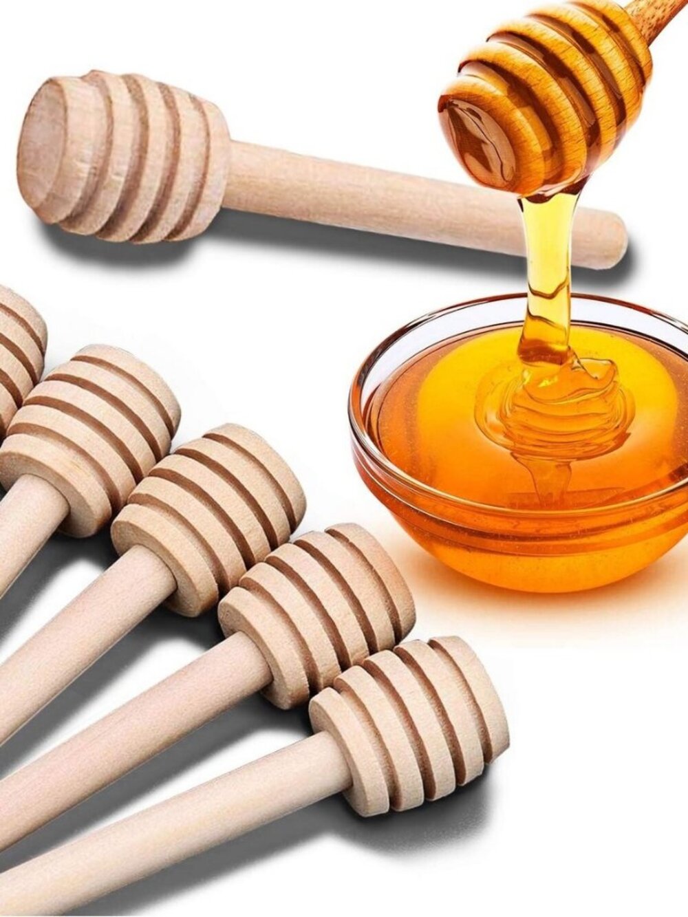 [NEW] Honey Dipper Sticks (6-PACK) - 3" Mini Wooden Honeycomb Sticks
